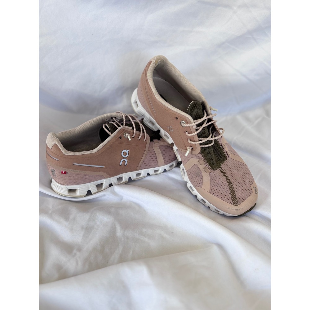 On Cloud Running Shoes Womens 8.5 Rose Olive Green Sneakers 19.99502